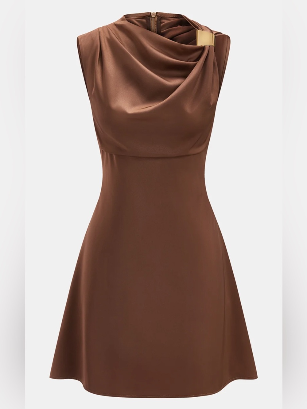 Sleeveless Cowl Neck Satin Mini Dress